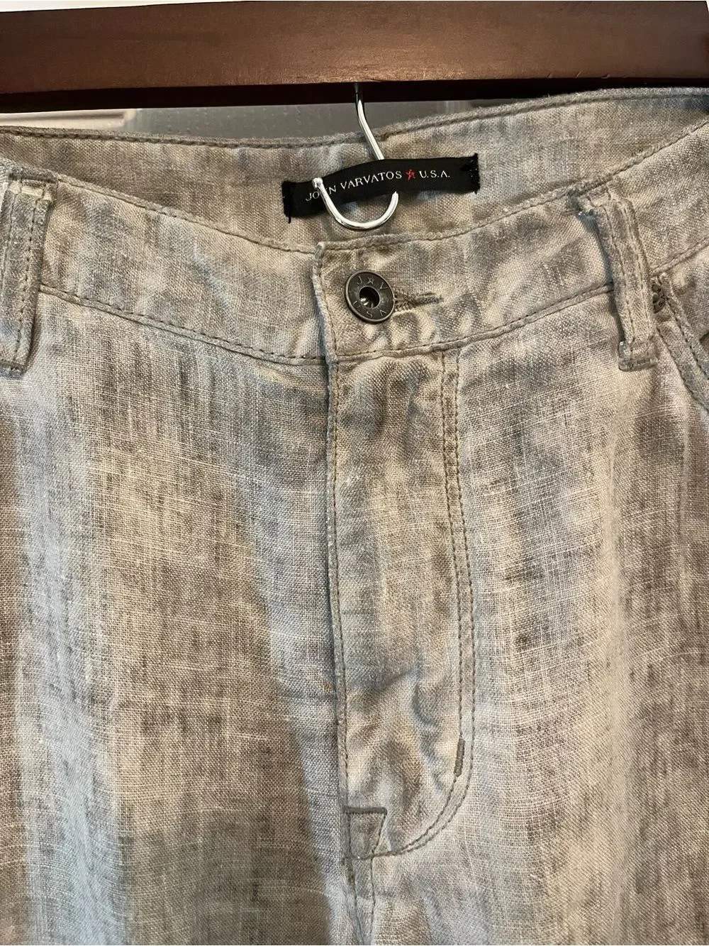 John Varvatos USA Gray Linen Classic Straight Pants Men’s 34 Coastal Luxury NWOT